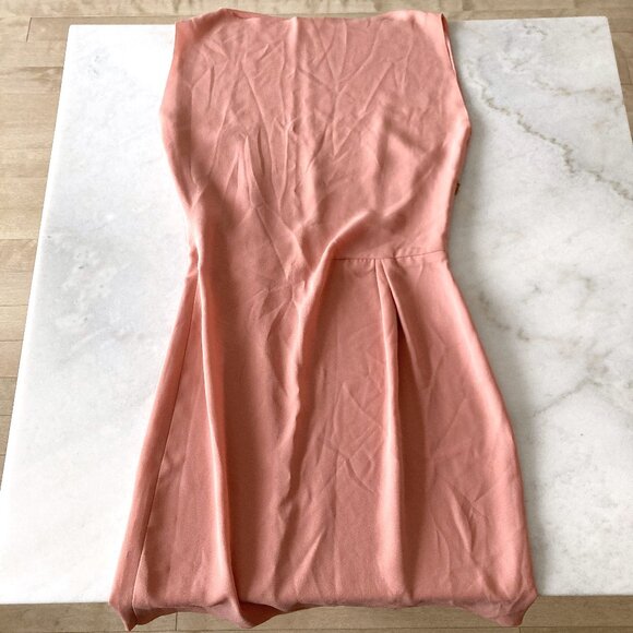 Reiss Kier boat neck lined shift dress, pink / peach / salmon, high neck, simple - Picture 4 of 11